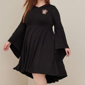 Torrid Harry Potter Gryffindor Hooded High Low Dress Black 1X